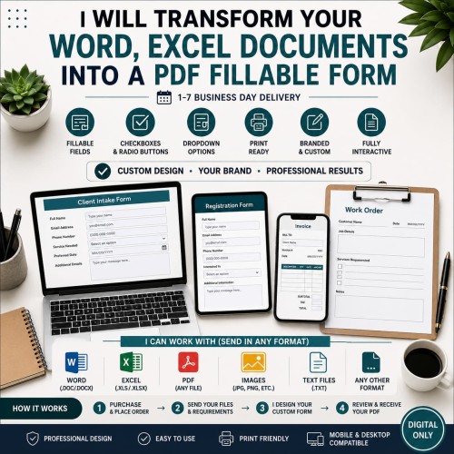 Custom Fillable PDF Form - 1 page